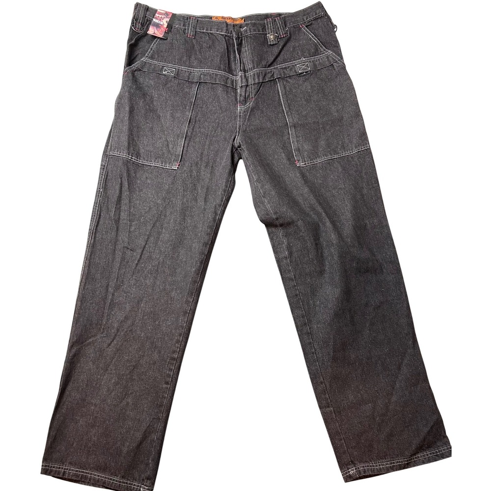VTG RARE Fiend Mens Jeans‎ W40 L32 Dark Wash Denim Workwear Cargo Pants NEW NWOT